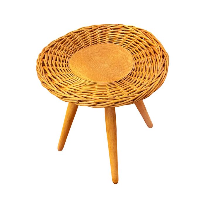 Taboret rattanowy proj. J. Kalous, Úluv, Czechosłowacja, lata 60.