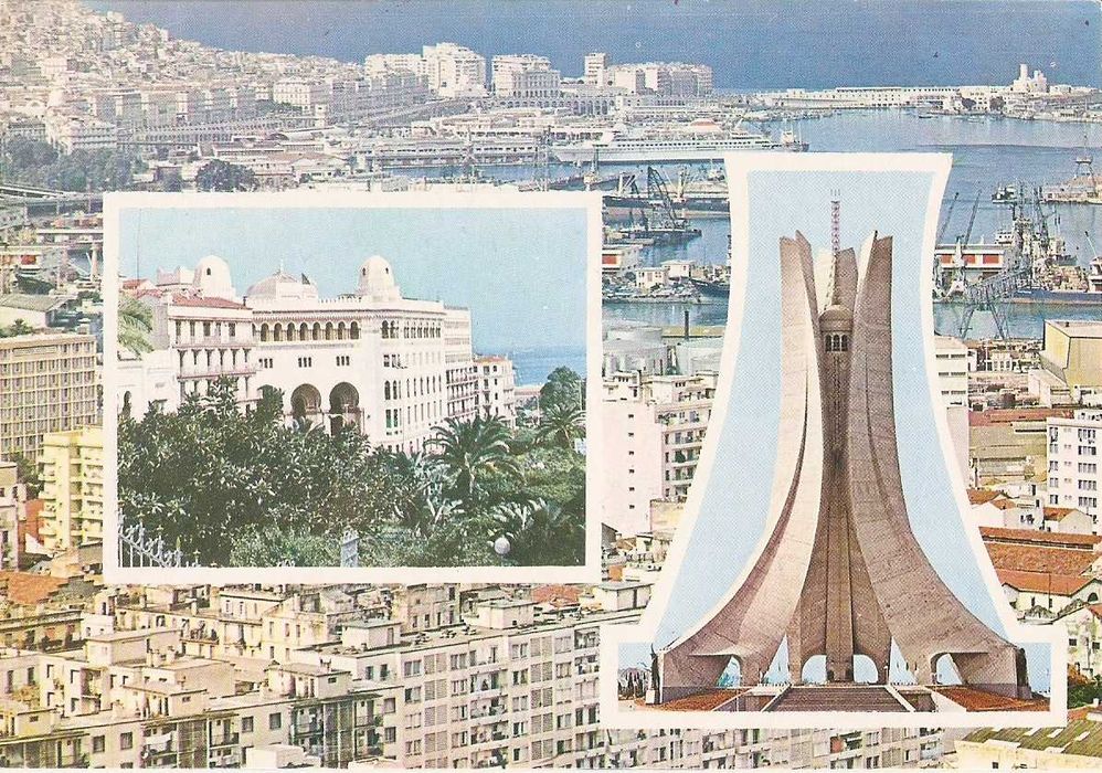 Widokowka z Algierii. Widok miasta z hotelem La Blanche