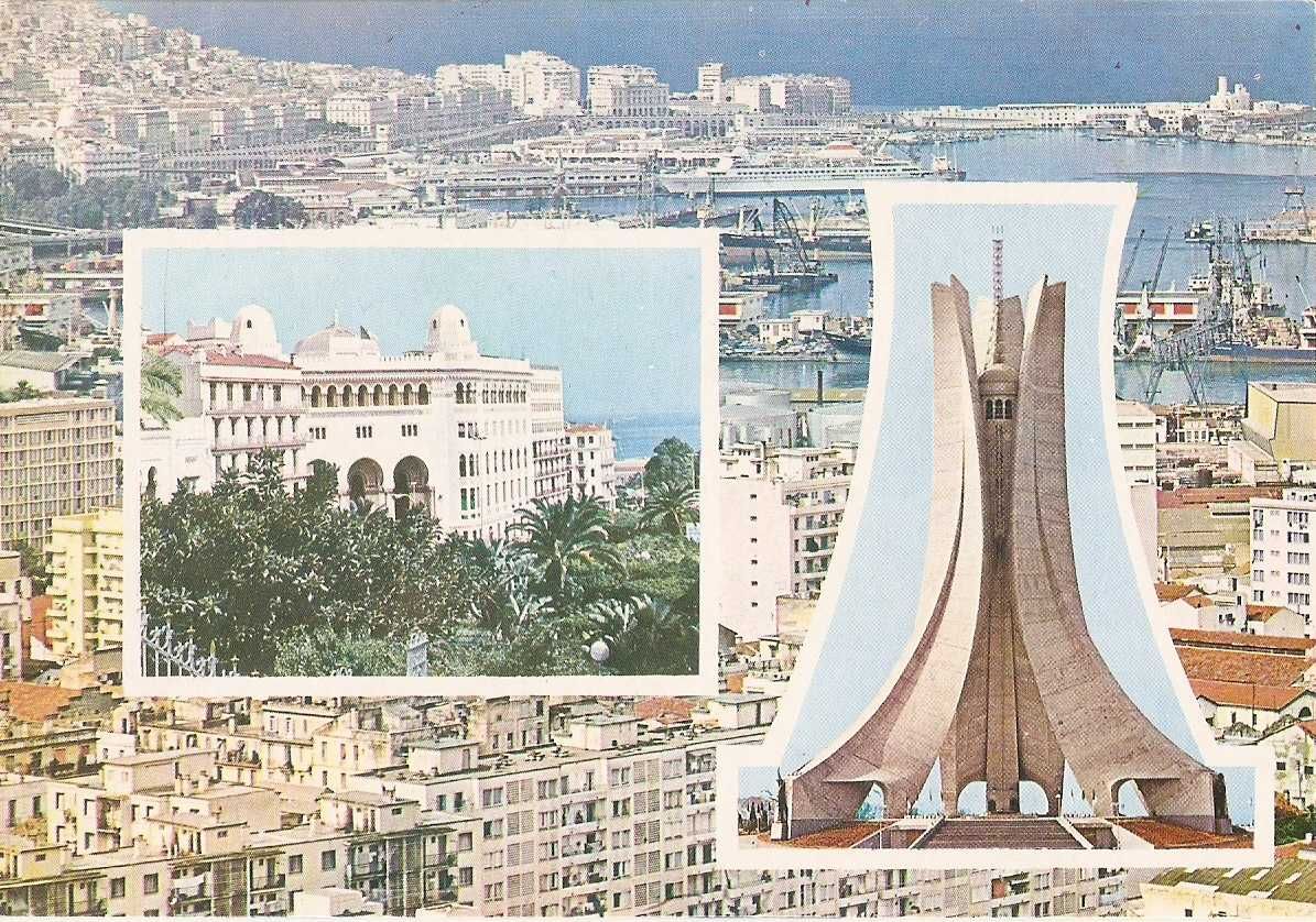 Widokowka z Algierii. Widok miasta z hotelem La Blanche