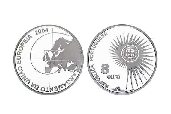 Moeda 8 € Prata Proof Alargamentoda União Europeia - 2004