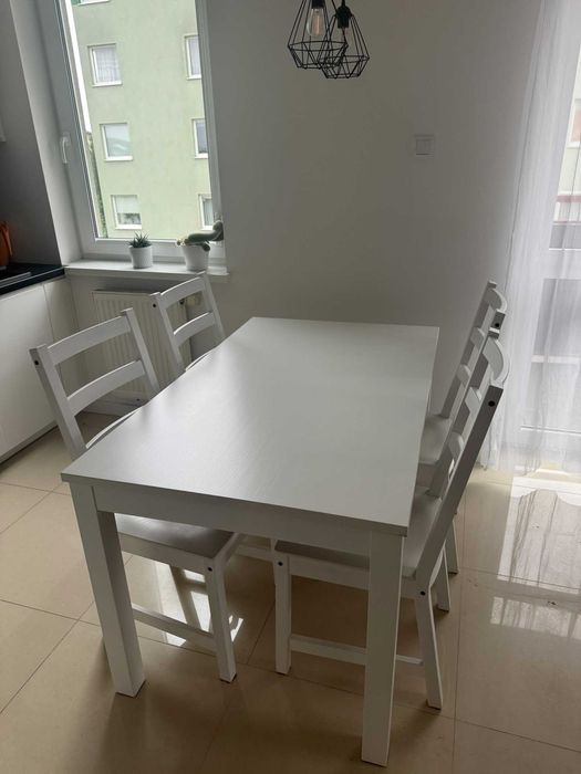 IKEA LANEBERG Stół rozkładany biały 4 NORDVIKEN Krzesło