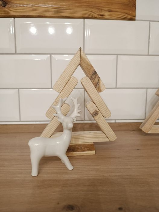 Dekoracje choinki z drewna styl skandynawski świąteczne boho handmade