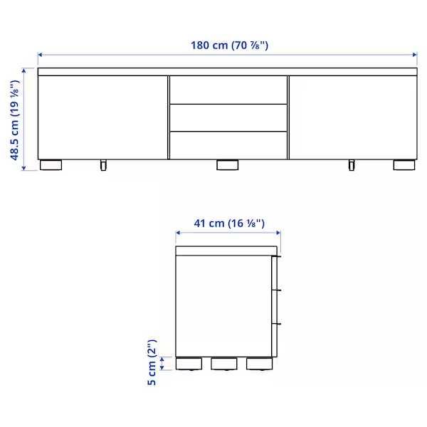 BESTÅ BURS Szafka pod TV połysk b180x41x49 RTV Ikea Besta Burs Nowa