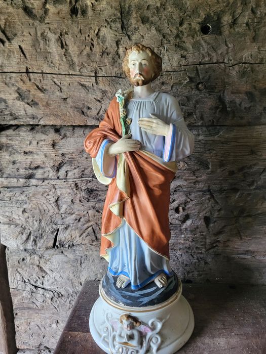 Stara biskwitowa figura Święty Józef porcelana Andenne