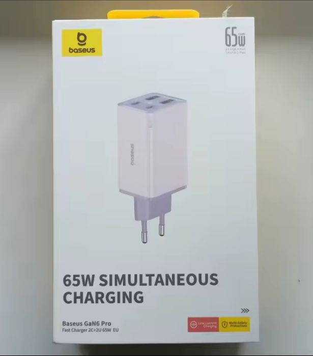 зЗарядний пристрій Baseus 65W GaN (Purpule) 6 + Кабель