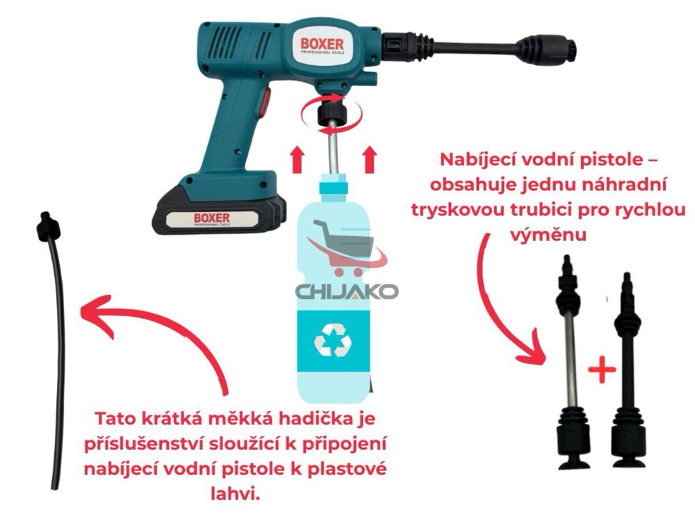 Myjka ciśnieniowa BOXER BX-3264, 2 baterie 1300mAh20–25 bar, walizka
