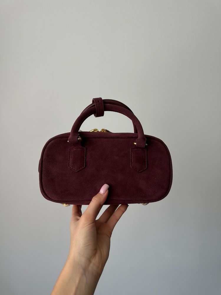 Torebka Miu Miu Arcadie Suede Bag Burgundy