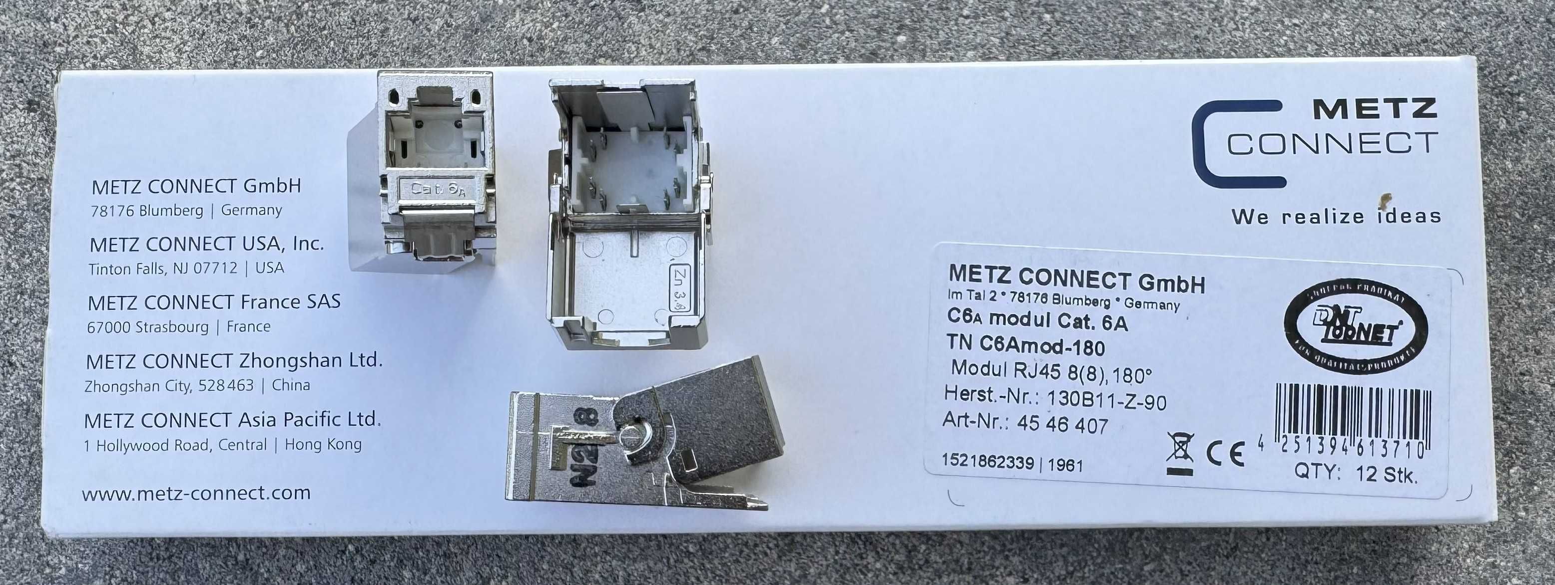 METZ CONNECT  RJ45 C6A moduł 180° Jack