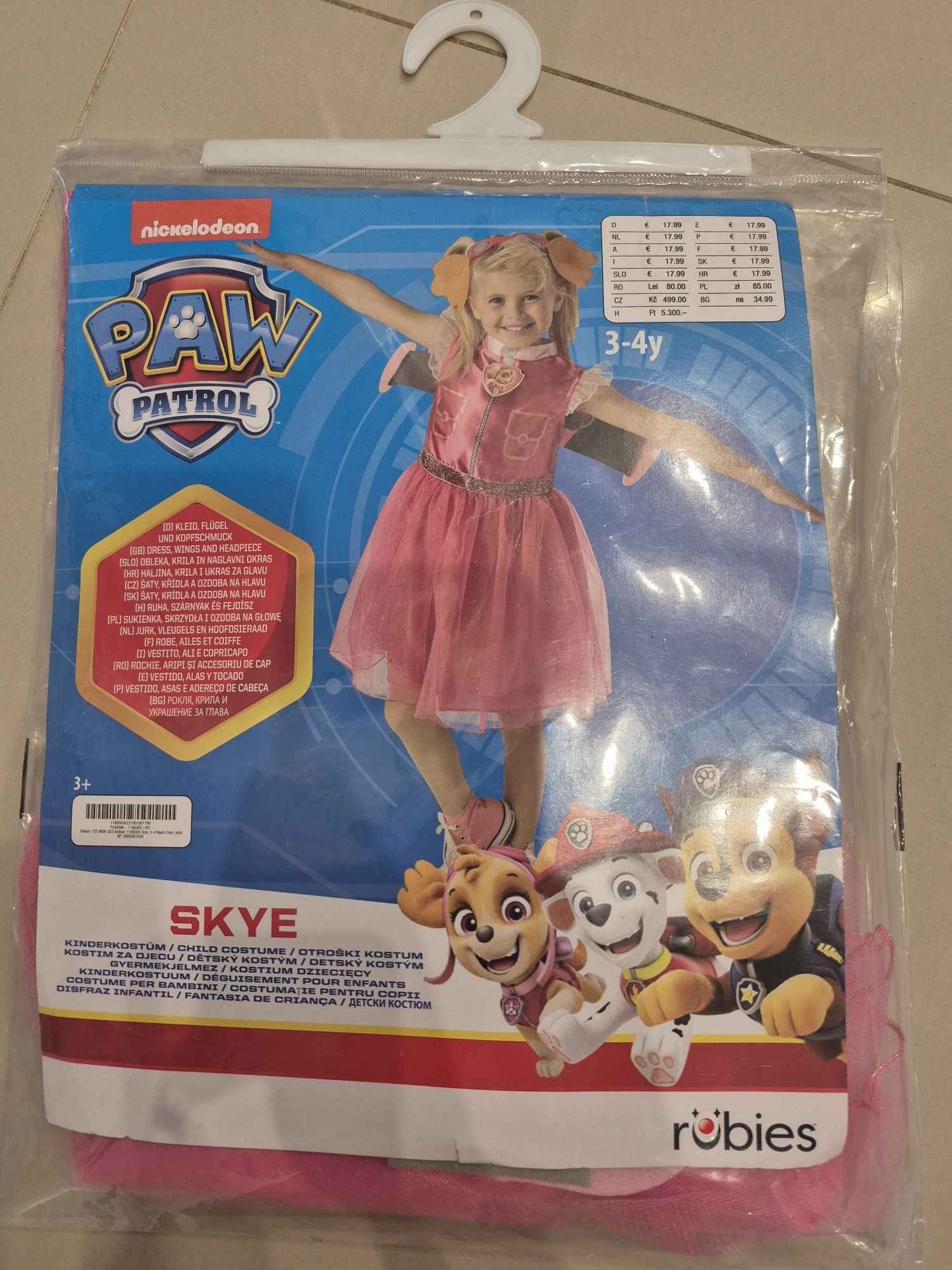 Nowe przebranie kostium skye różowa sukienka psi patrol skrzydła oapsk
