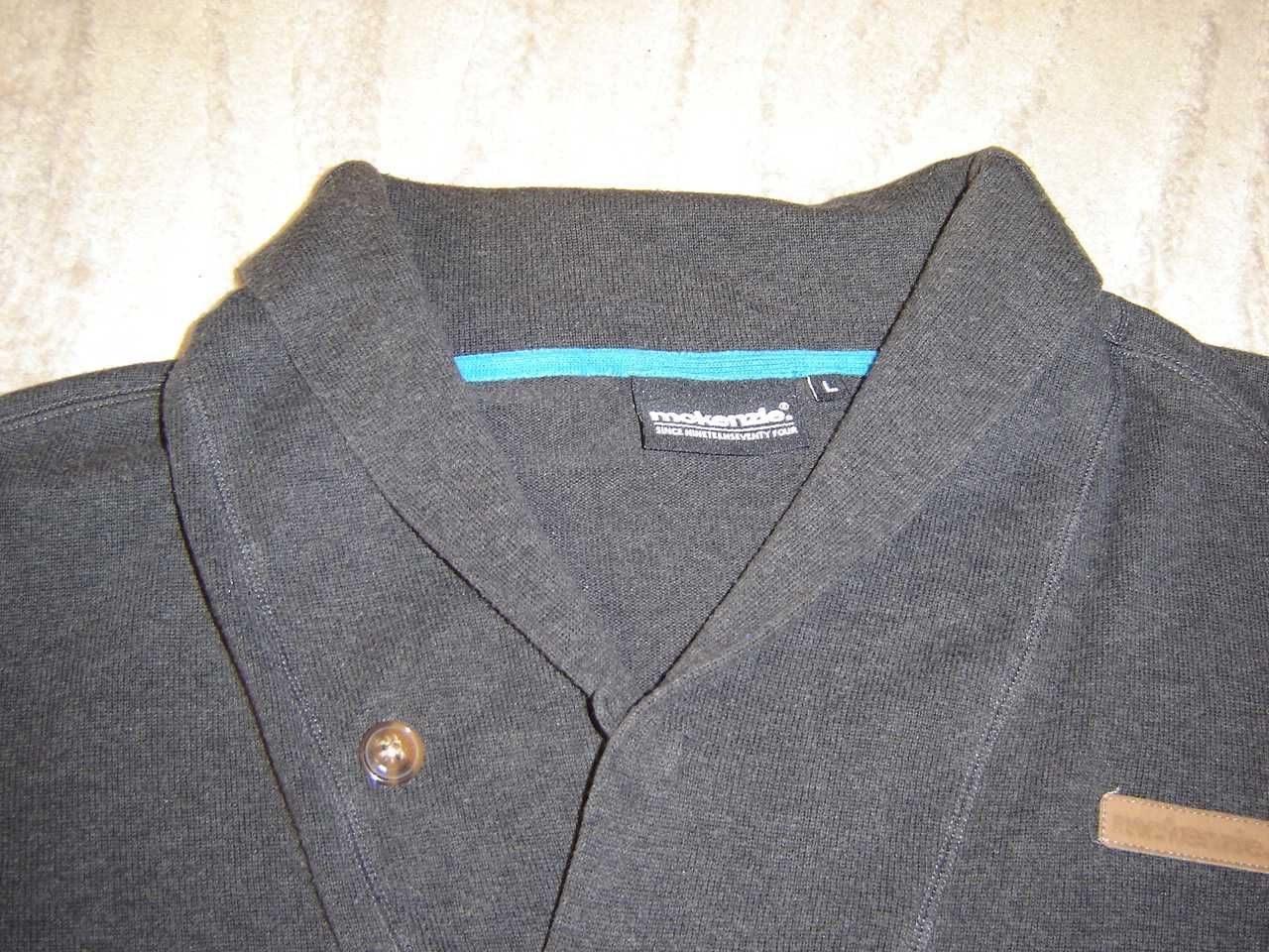 Sweter męski z 100% bawełny rozmiar L, kolor stalowy, tanio!