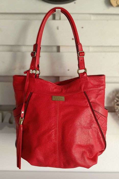 Mala de Ombro Grande Vermelha MIZIMA Brazilian Art Design