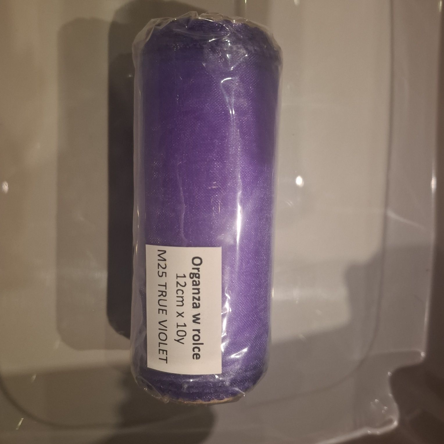 Organza obszyta 12cm 10m posiadam 24rolki  kolor fioletowy