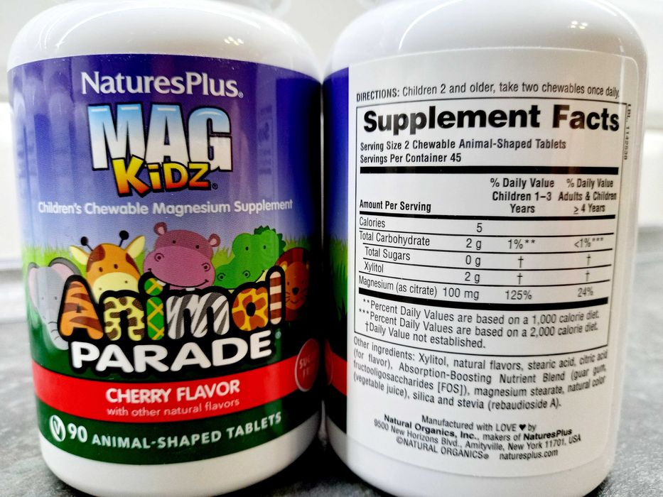 Natures Plus, Animal Parade MagKidz (90 жев.таб.), магний для детей