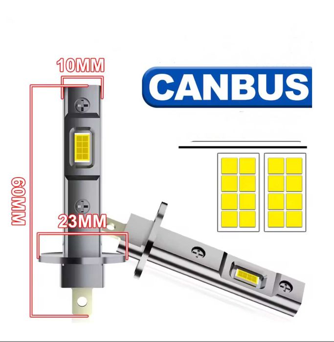 Лед лампи н1 6500k 15000lm led лампы h1 canbus 90w світлодіодні лед