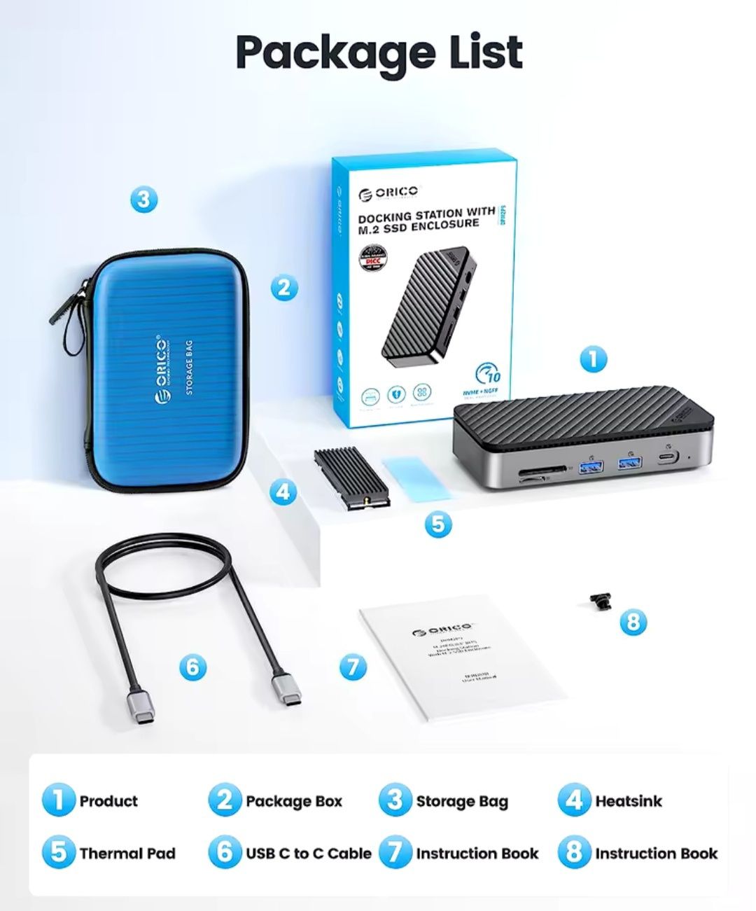 Док станция USB -C Hub Orico DPM2 P9 -V1 10-in-1  HDMI 4K60Hz