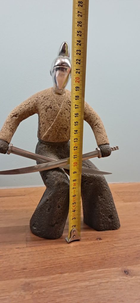 Unikat figurka rzeźba Samuraj metal art deco