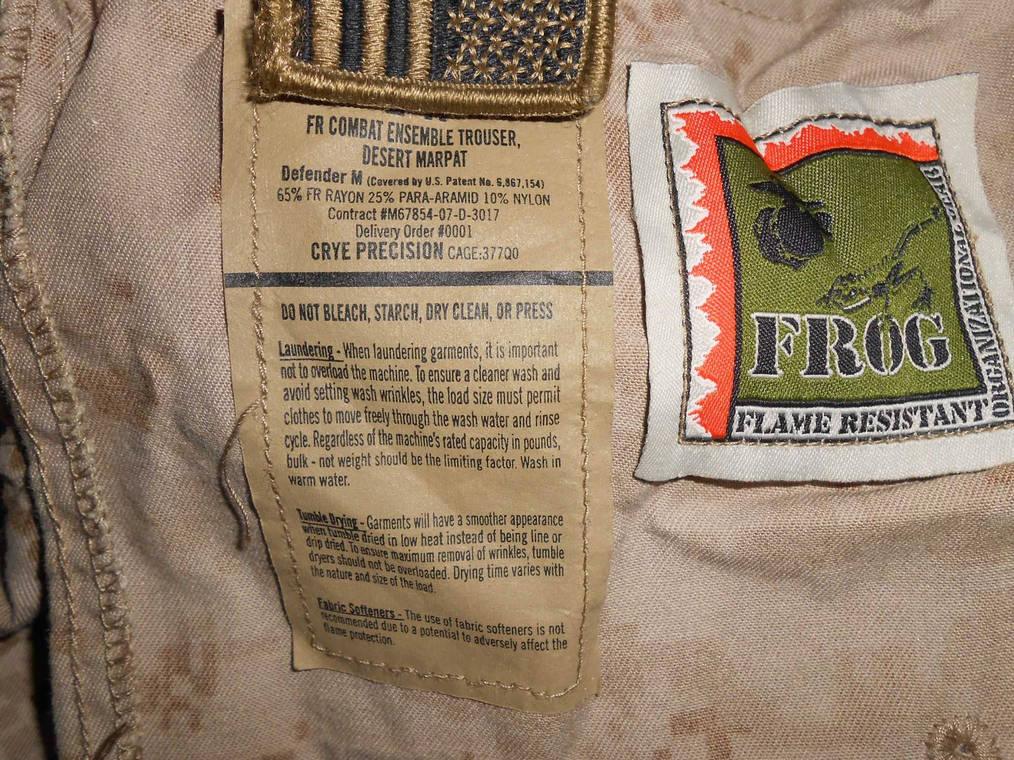 Тактичні вогнестійкі штани USMC Frog Defender Marpat Desert армії США
