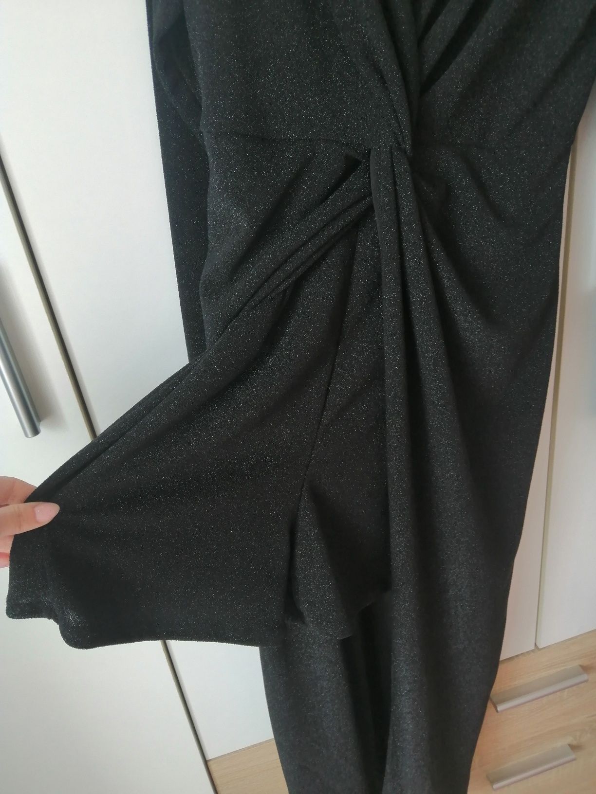 Spódnicospodnie, kombinezon, sukienka ze spodenkami czarna błyszcząca