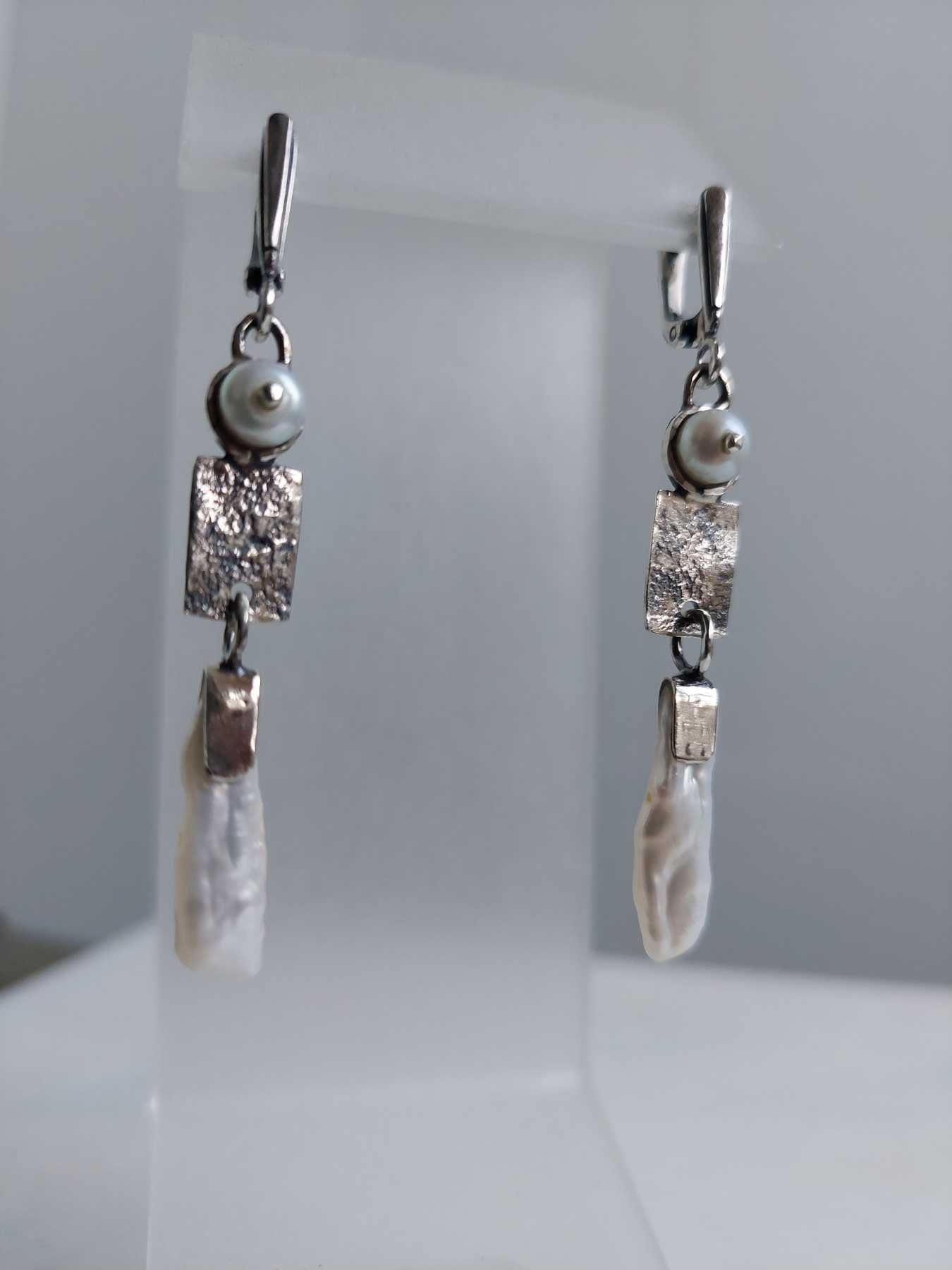 серебряные серьги с натуральным жемчугом