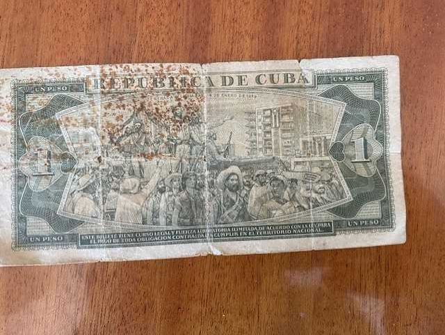 Nota de 1 peso Banco Nacional CUBA  (Jose Marti 1968)