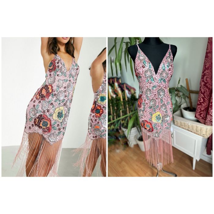 Barbie asos luxe fredzle cekinowa sukienka midaxi mini xxl 44 wiskoza