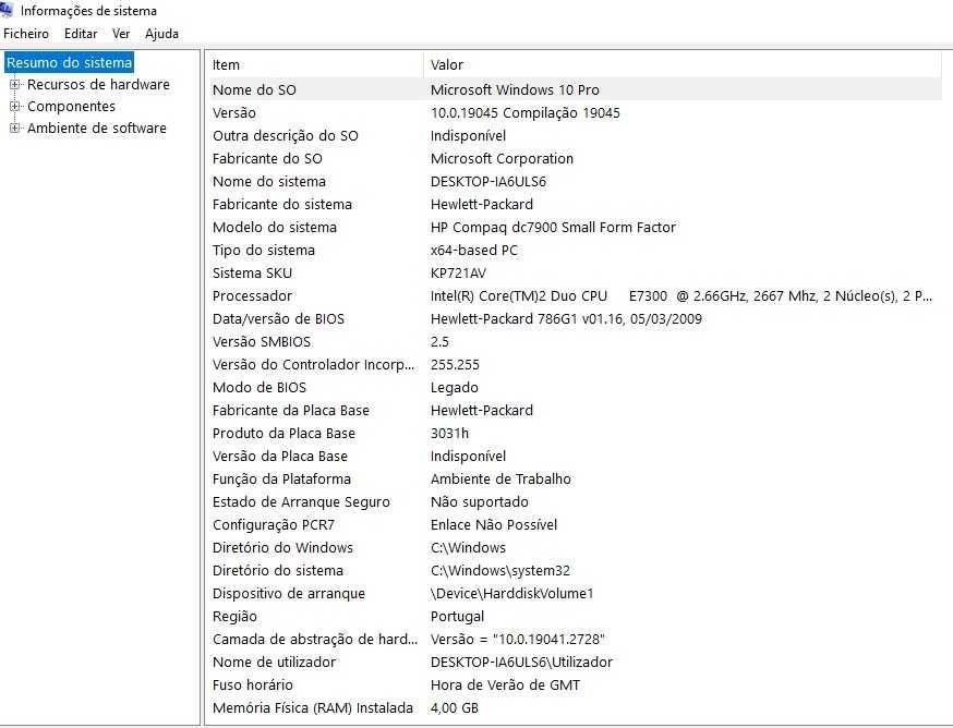 PC Desktop HP Compaq dc7900 Small Form Factor