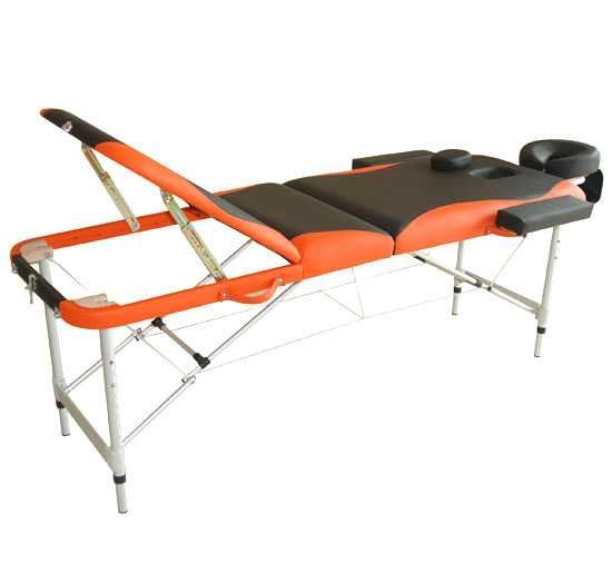 Marquesa de alumínio dobrável e portátil 185x60cm preta e laranja NOVA
