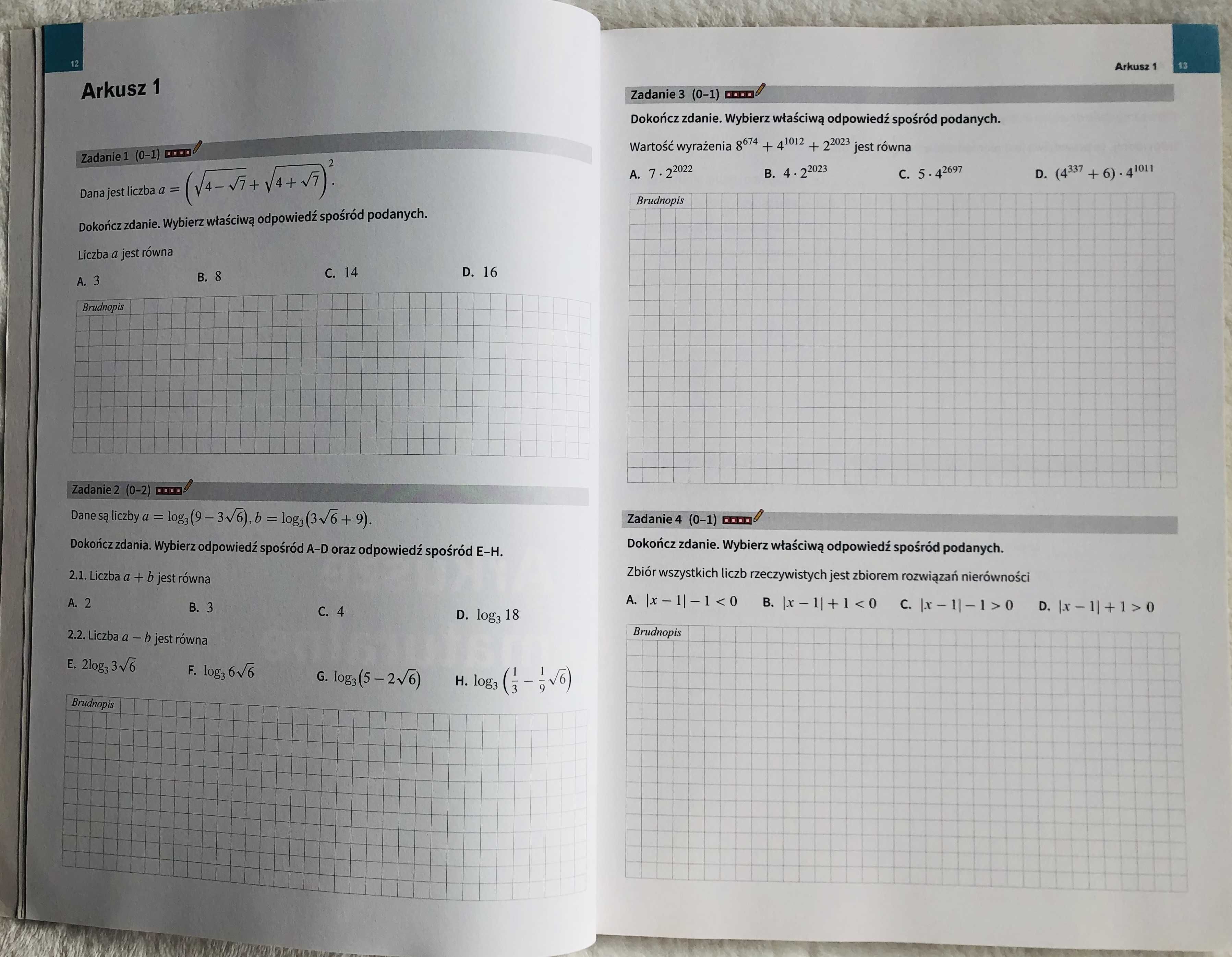 Arkusze maturalne Nowa teraz  matura. Matematyka poziom podst.2024
