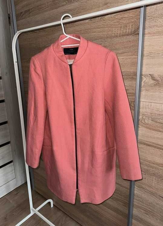 Płaszczyk płaszcz różowy brzoskwiniowy wełna ZARA