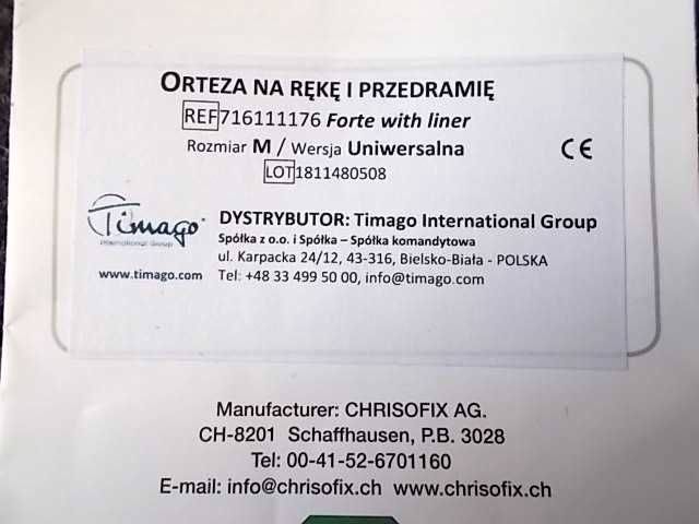 Orteza na rękę i przedramię