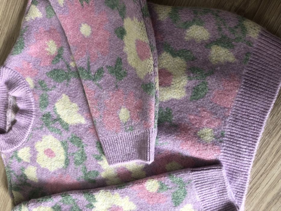 Zara Зимовий джемпер, рожевий, білий, квітковий принт