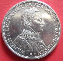 Moneta srebrna Niemcy 3 marki 1914 typ A srebro ag ładna.