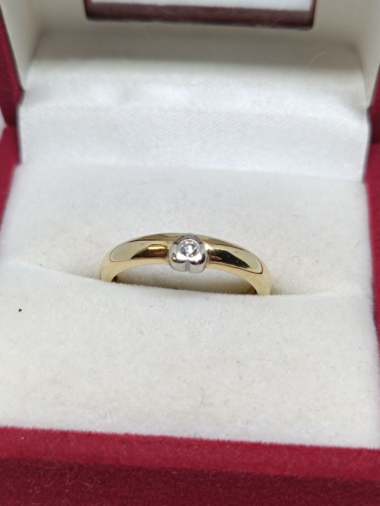 Złoty pierścionek z brylantem złoto 585 rozmiar 11