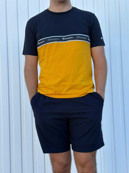 T-shirt Champion Original M | Azul Marinho & Amarelo Mostarda |