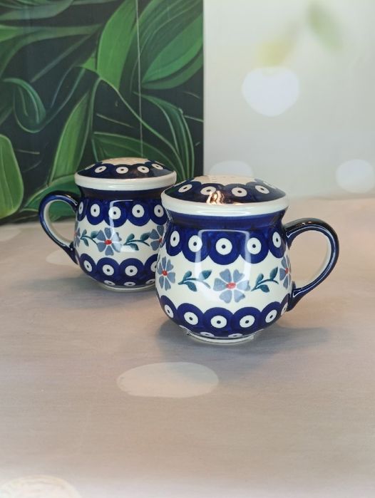 Solniczka i pieprzniczka kubki ceramika Bolesławiec