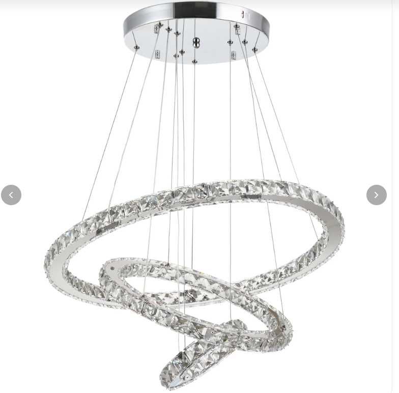 Candieiro de Suspensão c/Anéis Vidro/LED