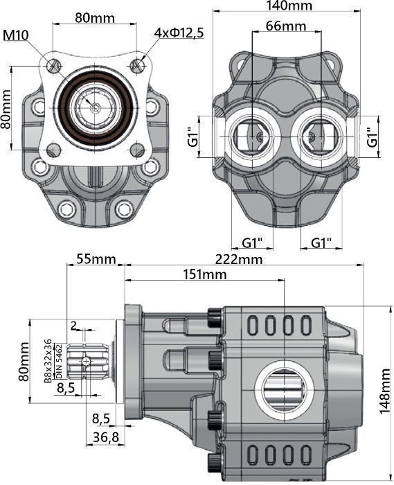 Mocny zestaw pompa 82cm3 + MULTIPLIKATOR Przekładnia 160L / MIN [7480]