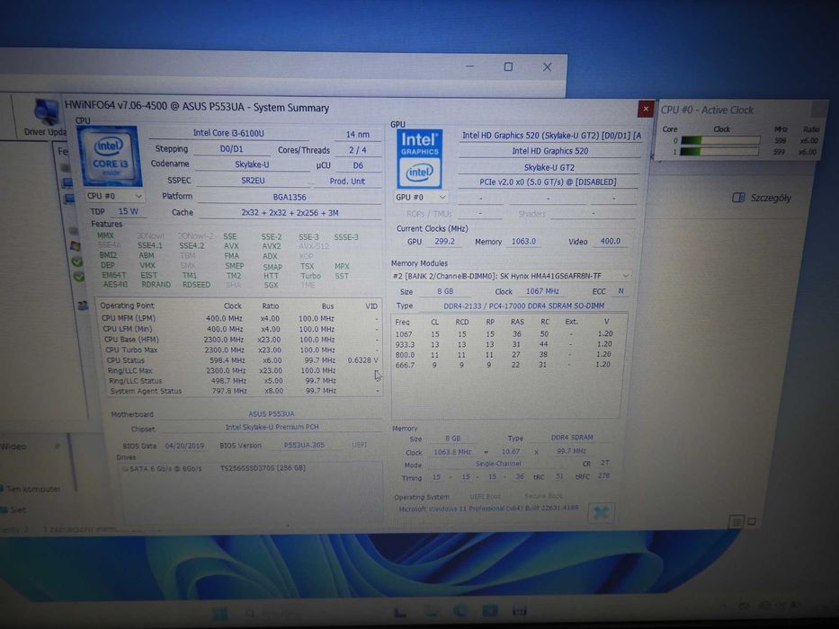 Laptop ASUS P2530U i3-6100U