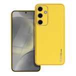 Futerał LEATHER CASE skórzany do SAMSUNG S24 Plus żółty + szkło
