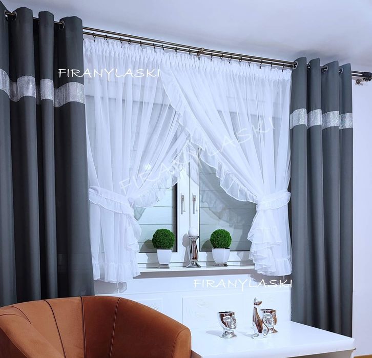 Firana 400x160 Firany do pokoju salonu cyrkonie