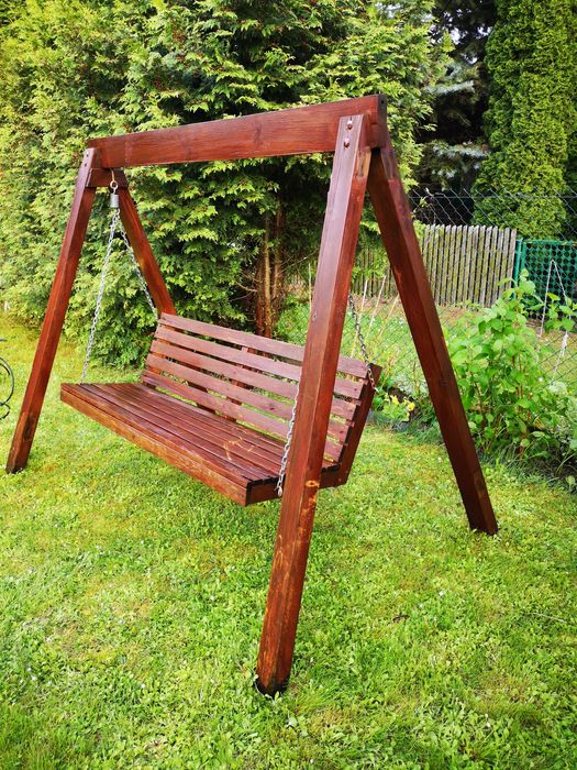 Huśtawka ławkowa ogrodowa, bujawka drewniana