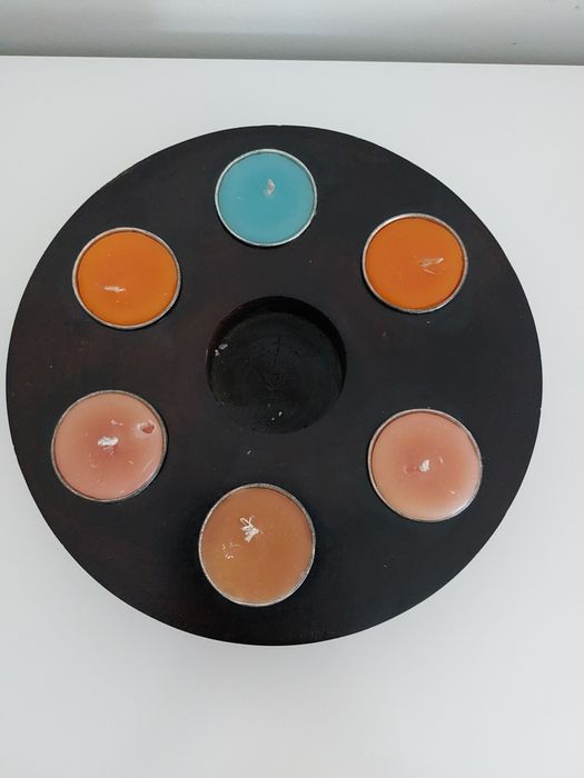 Porta velas em Madeira