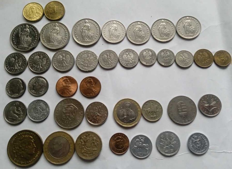 Продам монеты разных стран европы evro frank-CH zloty $ и всего мира