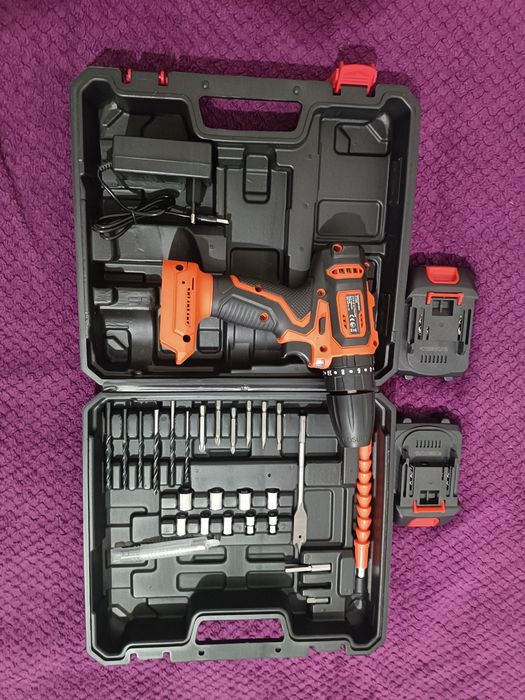 Furadeira/Parafusadora de Impacto Sem Fio 21V – Kit Completo 26 Peças