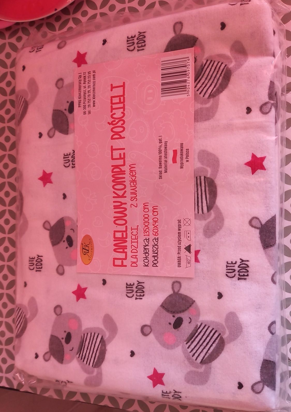 Nowy sliczny flanelowy komplet pościeli dla dzieci unisex 135 x 100 cm