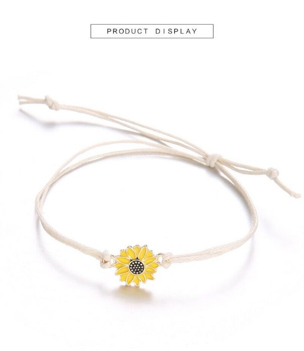 Conjunto 5 Pulseiras Girassol Sunflower Margarida e Tranças |Designer