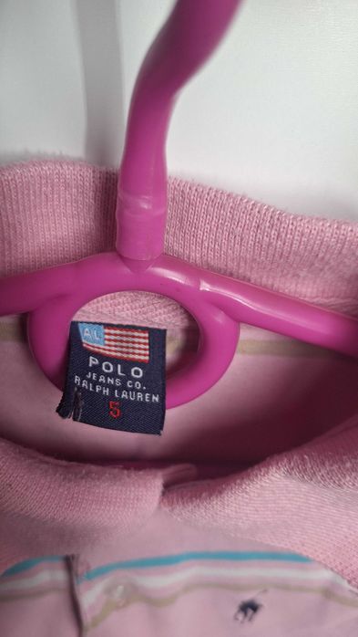 Ralph Lauren koszulka z długim rękawem polo różowa w paski