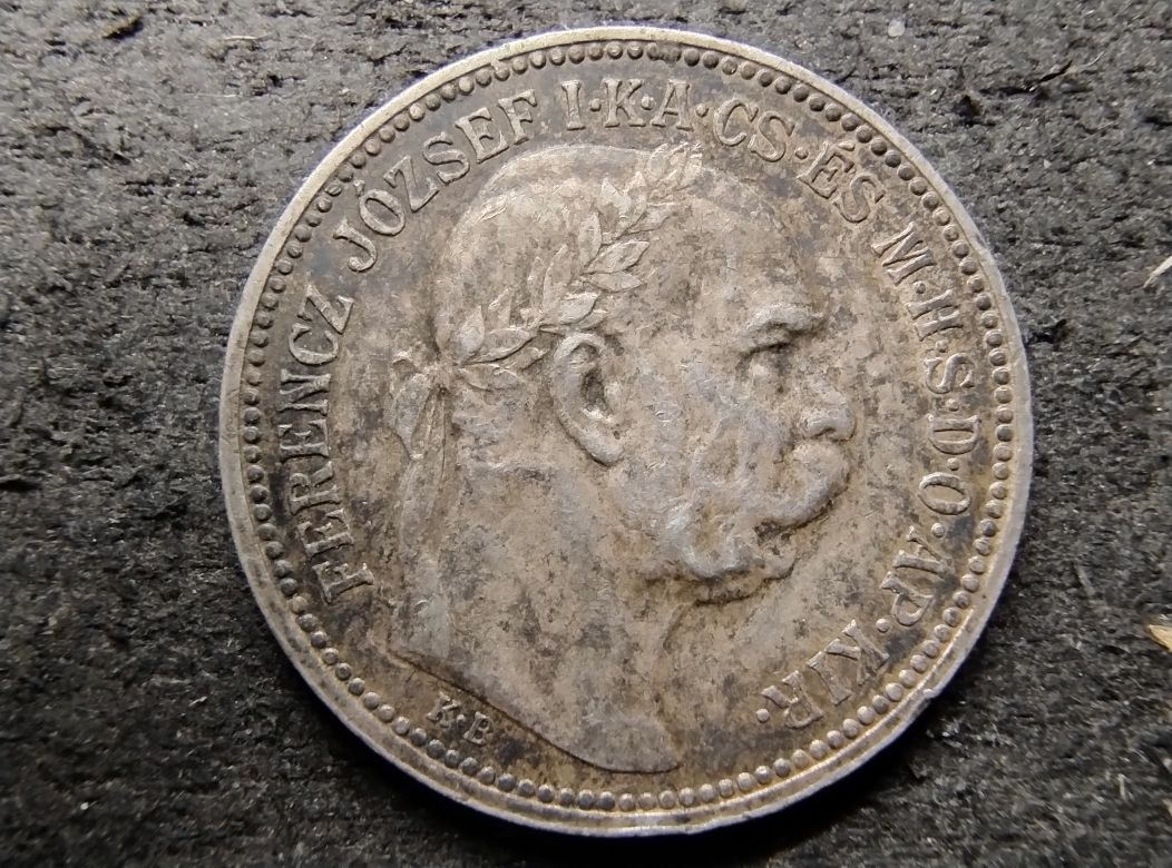 Austro_ Węgry 1 korona węgierska 1915 rok Franciszek Józef II srebro