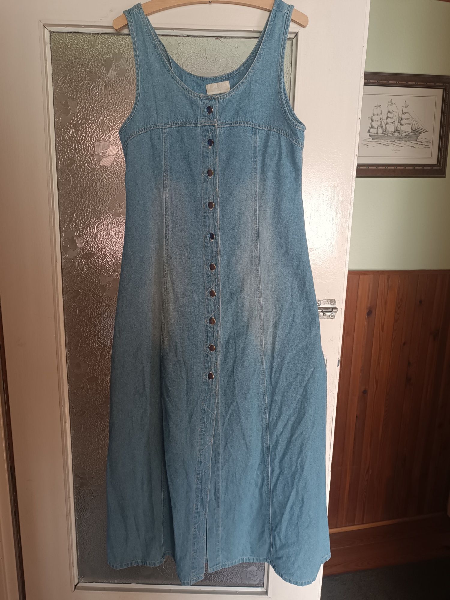 Sukienka długa jeansowa M do 90cm pod pachami