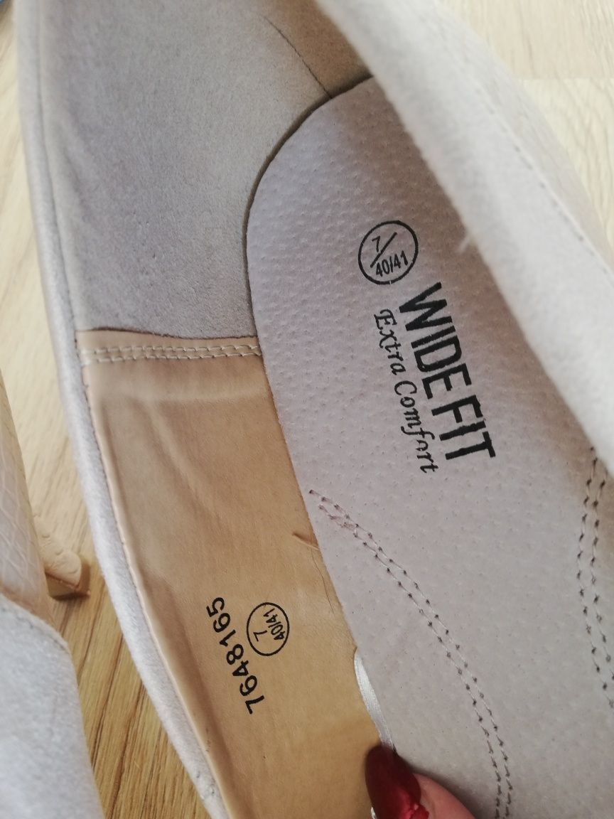 Buty ślubne weselne jasny róż WideFit extra comfort r. 40/41